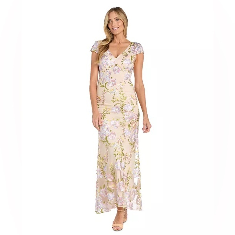 R & M Richards (G3) Women's Embroidered Empire-Waist Gown NWT SIZE 6